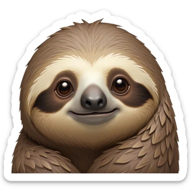 Cinematic Noble Sloth Portrait Emoji, Poised and serene, with a leisurely, gentle build and calm, wise eyes adorned with soft, textured fur, Simplified yet sharp and sophisticated features, highly detailed, glowing with a soft, tranquil glow, high shine, intelligent and unhurried, stylized with an air of relaxed authority, focused and composed, soft glowing outline, capturing the essence of a watchful and confident guardian that appears ready to slowly emerge from the screen with effortless grace! sticker