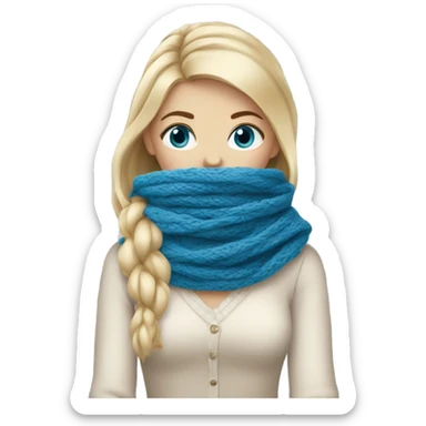 beautiful finnish blonde woman with blue eyes knitting floral scarf sticker