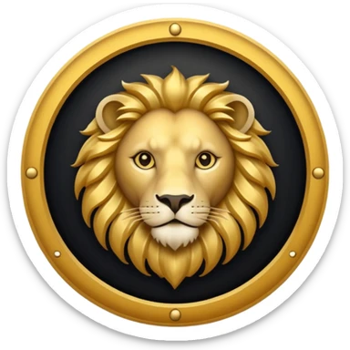 Make a round icon for a paid subscription, black and gold, with the number 4 and a lion. sticker