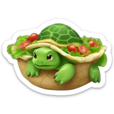 Tortue mangeant une salade sticker