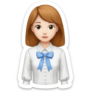 ehite blouse with ribbon sticker