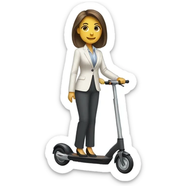 a white women in office look on electric scooter rob sticker