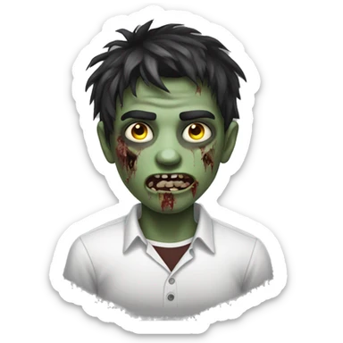 teen boy zombie with dark hair and white shirt sticker