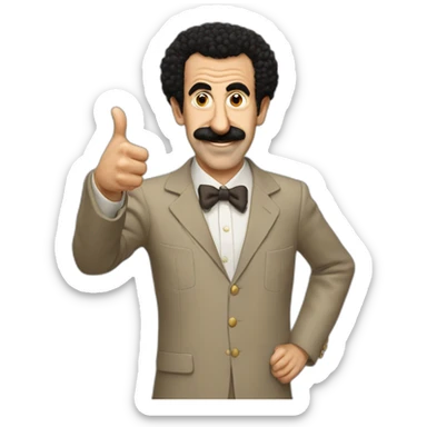 Borat very nice putting two thumbs up with five find on each hand sticker