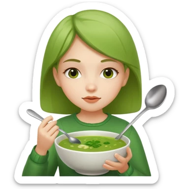 Je veux une fille qui mange une soupe verte sticker