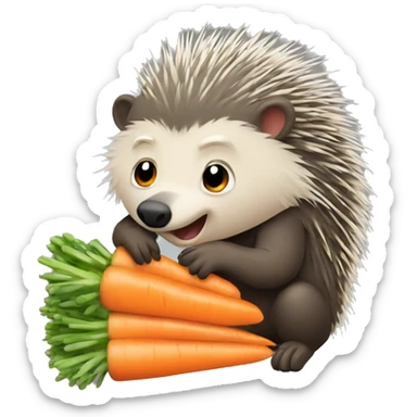 Porcupine eating a carrot  sticker