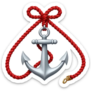 Je veux un emoji encre dans ce style là : ⚓ je veux qu’il représente sentimental par un noeud : 🪢 peut tu me faire l’ancre en argent en gardant la corde rouge  sticker
