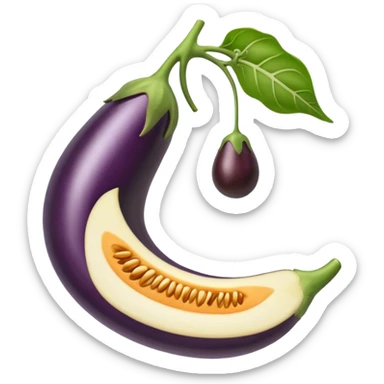 Emoji pêche avec une aubergine à l’intérieur  sticker
