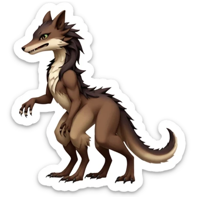 Brown and beige badass elegant wild beautiful natural cute badass epic anthro modern sergal-vernid-creature, full body, dark-brown-black-gradient pretty hair, dark-brown fingers & toes, outside, modern, aesthetic, art by LiLaiRa, art by art by Falvie sticker