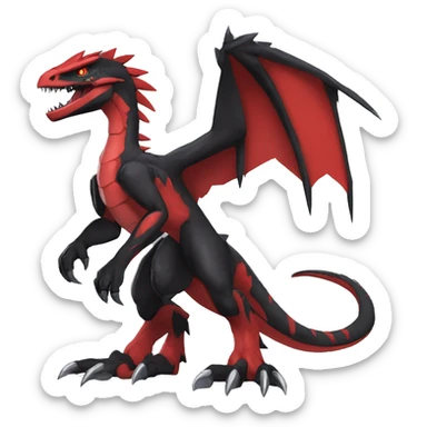  Cool Edgy Black Red Digimon-Fakemon-Guilmon-Velociraptor-Dragon full body sticker