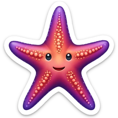 color gradient between red and purple glitter cute starfish sticker