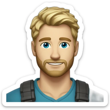 Handsome 34 year old man with dirty blonde hair and kind ocean blue eyes and a short cropped beard  sticker