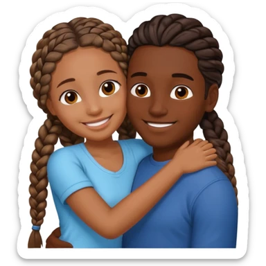 dark skin girlfriend with braids hugs brown skin boyfriend with long hair  sticker