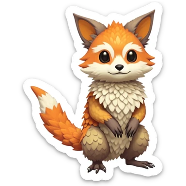 lush warm-colored Fakémon-Trico-creature (full body) sticker