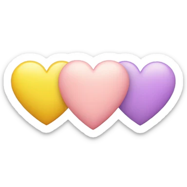 light pink heart with A, light purple heart with L, and yellow heart with H sticker