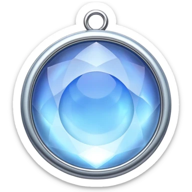 extra close-up round cut blue moonstone holo gem with silver metal frame charm, no extra accents sticker