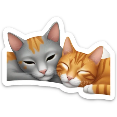 two cats sleeping one ginger and one gray sticker