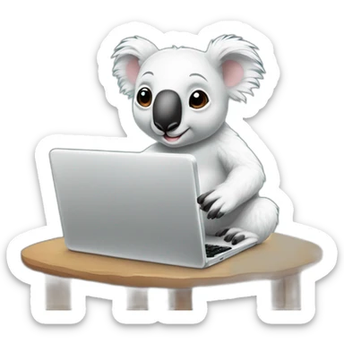 koalas-wearing-square-and-white-tee-working-on-a-black-laptop sticker