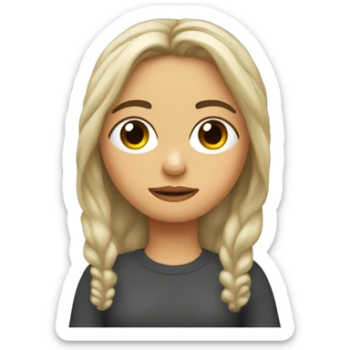 Una chica dormida encima de una almohada con los ojos cerrados y con el cabello largo negro  sticker