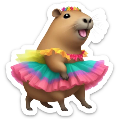 A capybara wearing a tutu and dancing  sticker