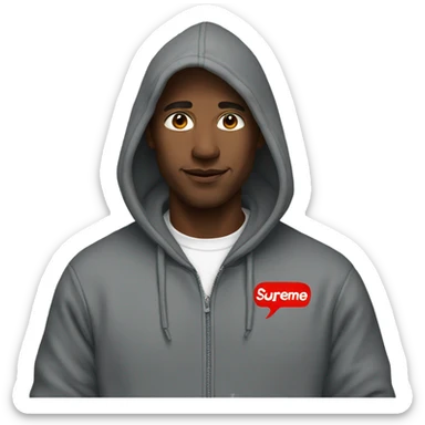 A man wearing a supreme hoodie sticker