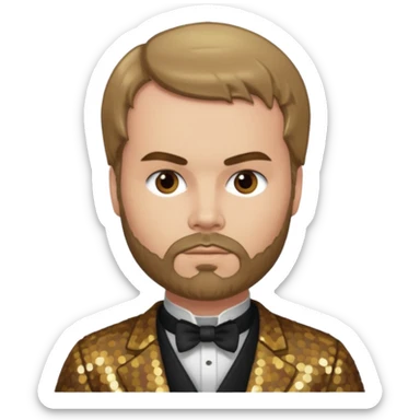 Paul Verlaine with dark blonde hair, bronze sequin outfit  sticker