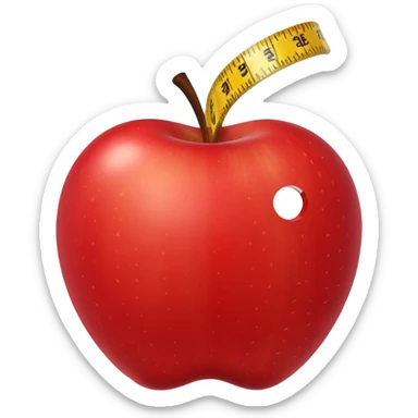 apple with a measuring tape sticker