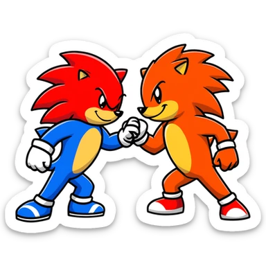 Sonic the Hedgehog and Knuckles the Echidna fist bumping sticker
