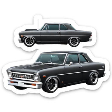 futuristic stealthy black metallic 1965 Chevy Nova SS street rat rod  retro modded sticker