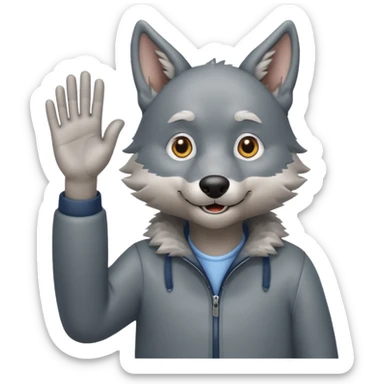 wolfgrandpa waving his hand and his hole body is standing  sticker