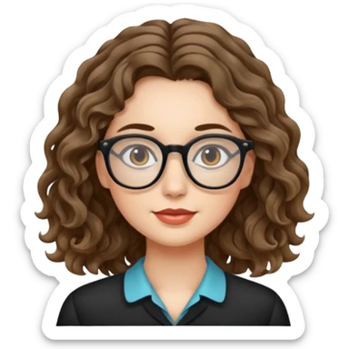 une belle personne avec beaucoup de details, des lunettes, des cheveux ondulé sticker