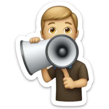 a man with loudspeaker sticker