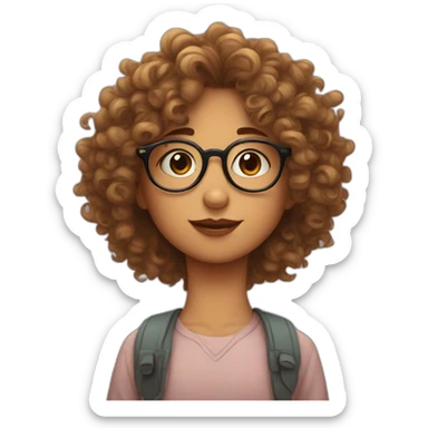 curly girl with glasses kiss a boy without glasses with dark hair sticker