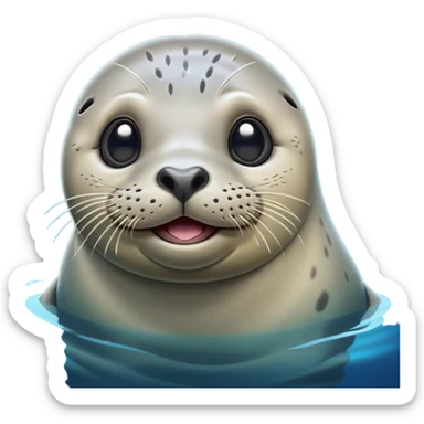 Cinematic Comical harbour seal Portrait Emoji, Head tilted dramatically with an exaggeratedly amused expression, featuring a sleek, agile body with wide, comically expressive eyes full of playful disbelief and a subtly contoured head, Simplified yet hilariously expressive features, highly detailed, glowing with a slightly sassy oceanic glow, high shine, dramatic yet playful, stylized with an air of quirky marine mischief, soft glowing outline, capturing the essence of a meme-worthy harbour seal that looks ready to side-eye its way into viral fame! sticker