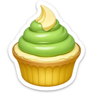 Erstelle eine Birne mit einem Stück geschmolzener Butter  sticker