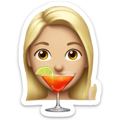 blonde girl drinking cocktail sticker