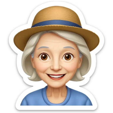elderly woman with hat sticker