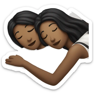 Lesbians with long black hair and white skin laying in bed together sticker