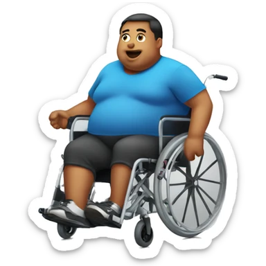 fat person in wheelchair sticker