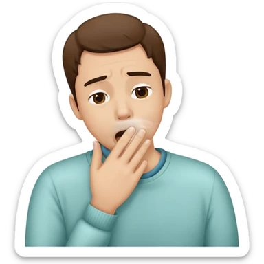 person covering their mouth with their hand while coughing, simple and expressive sticker