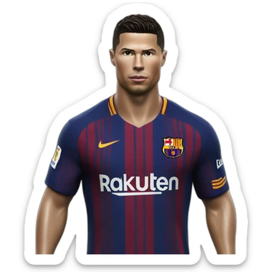 Ronaldo con la equipacion del barca sticker