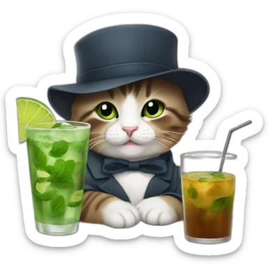 baby sherlock holmes cat drinking mojito sticker