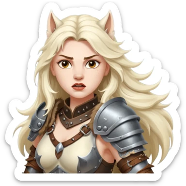 woman barbarian wolf rider sticker