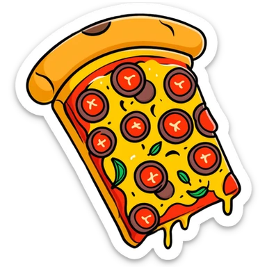 Extravagant gourmet pizza with gold leaf, wagyu beef, and truffle shavings sticker