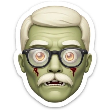 Zombie with glasses and mustache sticker