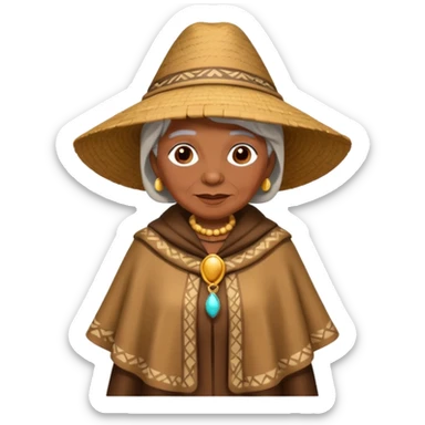 brown skin old woman with fashion pancho sticker