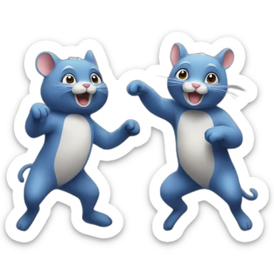 Two small animals having an intense dance party sticker