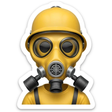 Skeleton wearing a gas mask sticker
