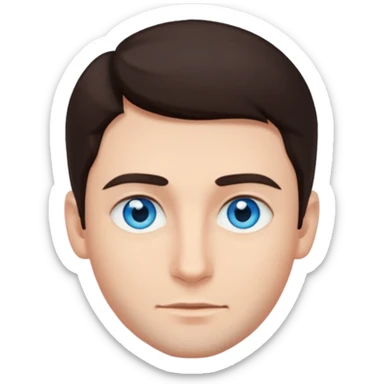 homme yeux bleu azur cheveux brun foncé sticker