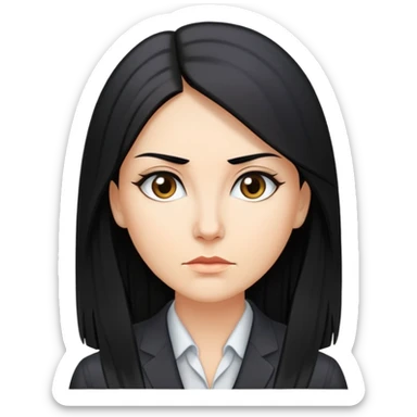 business woman long straight caucasian long black hair sticker